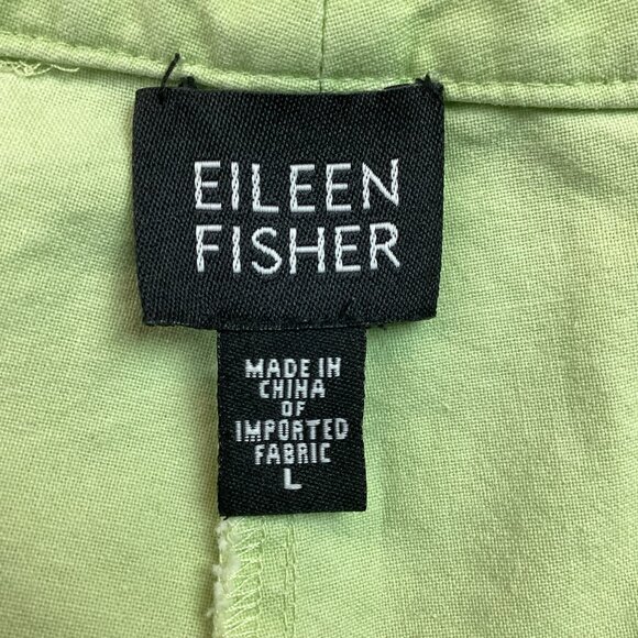 Eileen Fisher Womens Light Green Cotton Wide-Leg Pants Cropped Size L - Picture 8 of 10